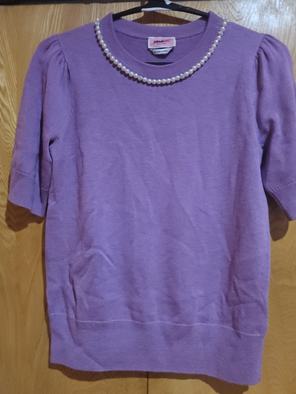 kate spade lavender crewneck sweater with pearl neckline - Picture 2 of 5
